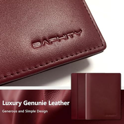 BAPHITY Womens Leather RFID Multi-Slot Travel Slim Passport Cover, Wine Red - color: Wine Red, style: Rfid Protected