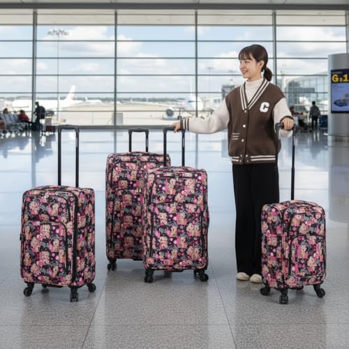 Karriage-Mate Betty Boop Printed 4-Piece Luggage Set - Expandable Softside Suitcases with 360° Spinning Wheels: 20” Carry-On & 24/28/32” Checked Travel Bags (CT1) - color: CT1