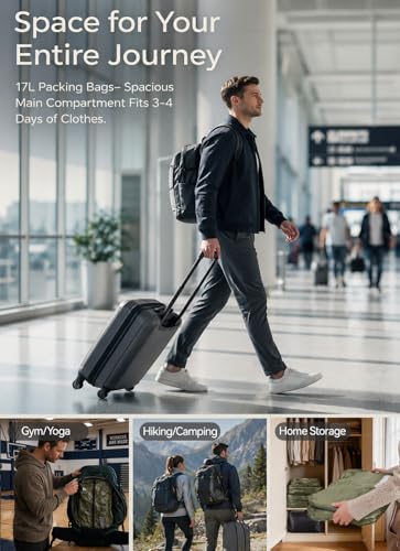 4PCS Travel Pack Vacuum Kit, Space Saver Packing Cubes for Carry-On, 17L