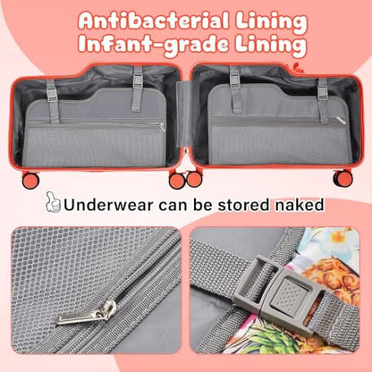20in Rideable Suitcase with Wheels, Kids Suitcase Travel Carrier Cabin Case - color: Cuckoo red