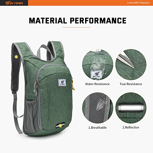 SKYSPER 스몰 데이팩 10L 하이킹 백팩 휴대용 경량 여행용 데이 팩 여성 남성용 - color: 초록색., size: 2-10L