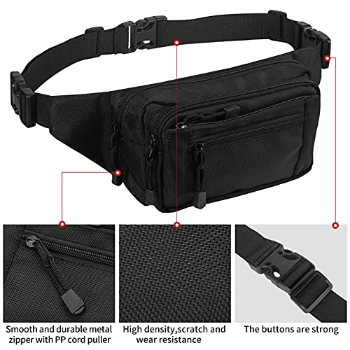 USPECLARE Clear Fanny Pack Stadium Approved Large Multi-Purpose Waist Bag - color: Black, style: 1-pack-nylon