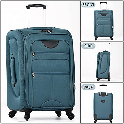 Merax Softside Luggage Set Lightweight 3 Piece Suitcase with Duffel Bag - color: Blue Green + bags, style: Softside Luggage(22/26/30)