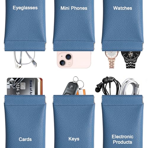 RayLove 2 Pack Glasses Case Soft Eyeglass Case For Women Men Squeeze Top Sunglasses Pouch Travel With Cleaning Cloth - color: Blue
