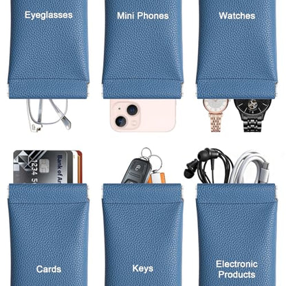 RayLove 2 Pack Glasses Case Soft Eyeglass Case For Women Men Squeeze Top Sunglasses Pouch Travel With Cleaning Cloth - color: Blue
