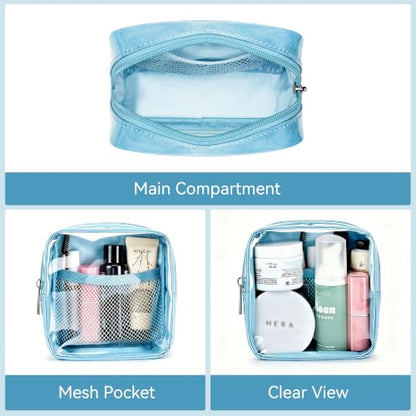 WLLWOO Clear Makeup Bag Mini Cosmetic Pouch Travel Toiletry Organizer - color: 1pcs-Mini-Sky Blue