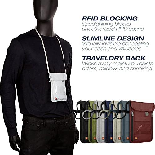 Lewis N. Clark Stash Neck Travel Wallet | RFID Blocking Passport Holder | Protect Personal Information | Gray - color: Gray