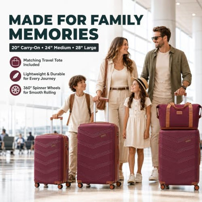 CONCEPTEN Expandable Hardshell Luggage Set 5 Piece, 22x14x9 Airline Approved Carry On, 20/24/28" Suitcase Set with TSA Lock, Spinner Wheels, ABS+PC (Red) - color: Red, size: 5 Piece