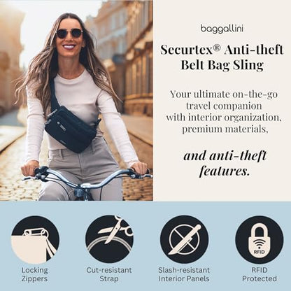 Baggallini Securtex Anti-Theft Belt Bag - color: French Navy