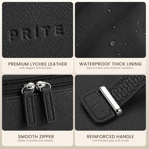 Prite 2 Pcs Makeup Bag Set Travel Cosmetic Case with Clear Toiletry Bag - color: Black
