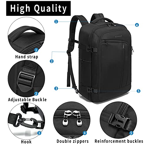 BANGE Travel Overnight Backpack,40-Liter FAA Flight Approved Weekender Bag Carry on Backpack… - color: Black