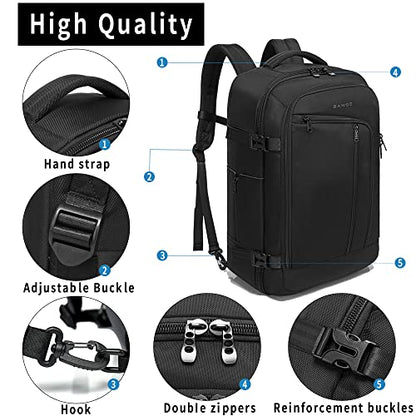 BANGE Travel Overnight Backpack,40-Liter FAA Flight Approved Weekender Bag Carry on Backpack… - color: Black