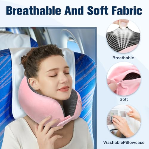 Cirorld Neck Pillow for Traveling, Travel Pillows for Airplanes Pink - color: Pink