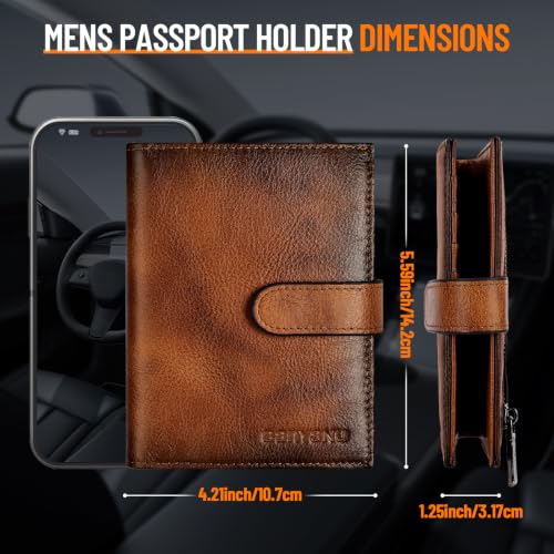 Likesing RFID Blocking Passport Holder, Leather Passport Cover for Men-CB - color: Coffee Brown