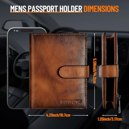 Likesing RFID Blocking Passport Holder, Leather Passport Cover for Men-CB - color: Coffee Brown