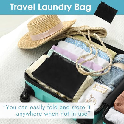 2 Pack Mesh Laundry Bags 23x34 Inch Drawstring Locking for Travel Home - color: Black