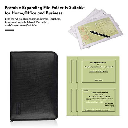 ENGPOW Expanding File Folder,Fireproof 13 Pockets Document Organizer Bag - color: Black, size: 13 Standard Pockets
