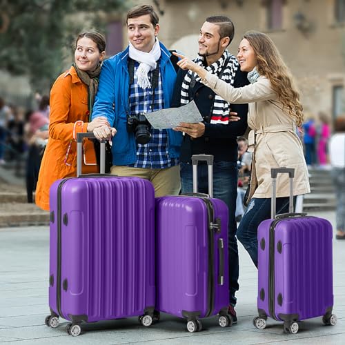 Karl home Luggage Set of 3 Hardside Suitcase Sets - Purple (20/24/28) - color: Purple, size: 3 Piece Set