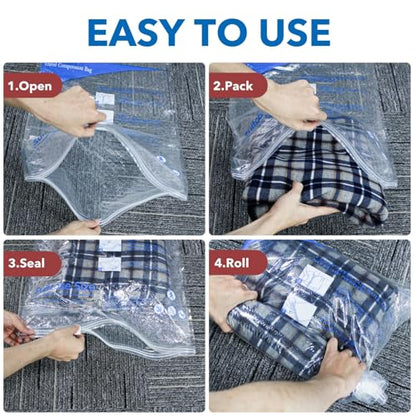 MEIQIHOME Vacuum Storage Bags, Space Saver Sealer Bags for Clothing, Pillows, Comforters, Blankets, Bedding, Travel, 12 Roll Bags, PA+PE Material