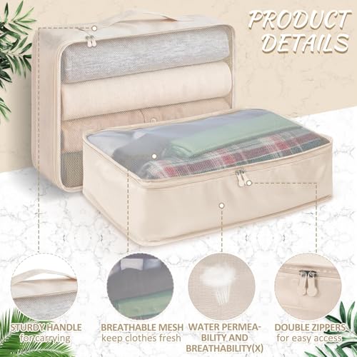 Silkfly 4 Pcs XL Packing Cube for Travel Luggage,Simple,Beige - color: Beige, size: Simple