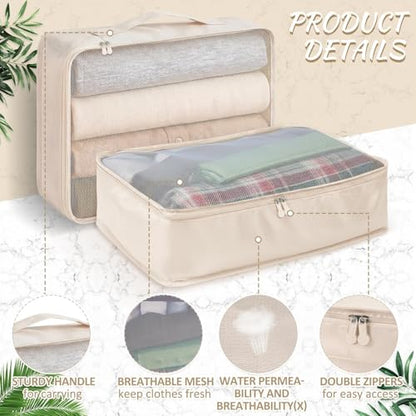 Silkfly 4 Pcs XL Packing Cube for Travel Luggage,Simple,Beige - color: Beige, size: Simple