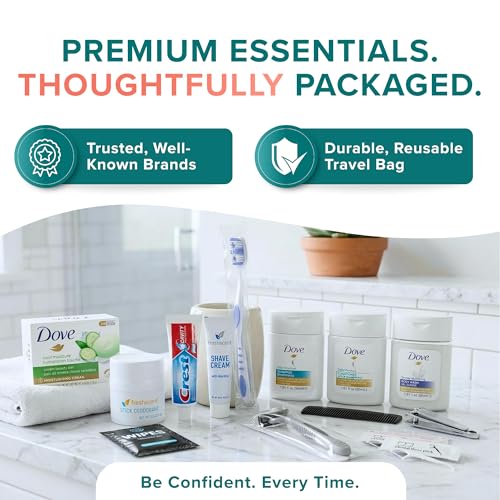 20-Piece Unisex Travel Toiletry Kit – Premium Brand-Name Travel Toiletries - size: 1 Pack