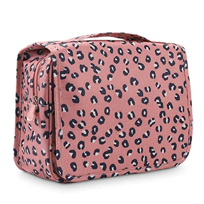 Trawila Travel Hanging Toiletry Bag Cosmetic Bag Makeup Organizers for Men & Women with Sturdy Hook (Leopard print) - color: Leopard print