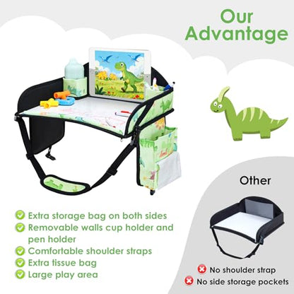 Car Seat Tray,Toddler Road Trip Essentials With Drawing Kit - color: Green
