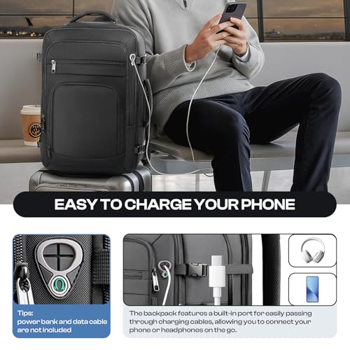 Travel Backpack, Expandable Carry On Backpack Flight Approved,17.3" Laptop - color: Black, size: 17.3Inch