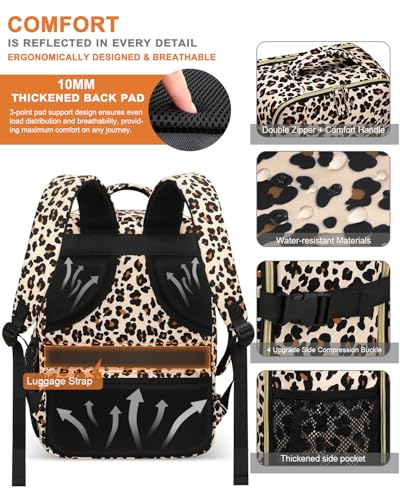 Capolo Travel Laptop Backpack Women Men Personal Item Weekender Travel Bag - color: Leopard, size: Small