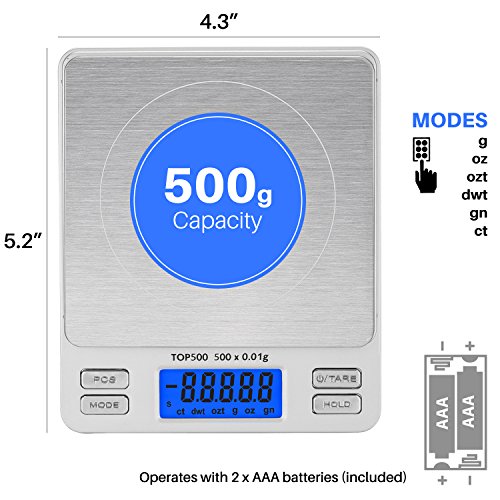 Smart Weigh Digital Pocket Scale, 500g x 0.01g, Kitchen, Herb & Jewelry - size: 500 Grams