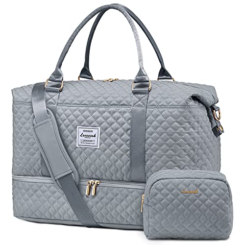 LOVEVOOK Travel Duffle Bag,Weekender Bags for Women with Shoe Compartment - color: Grey-c, size: Large-2 Pcs