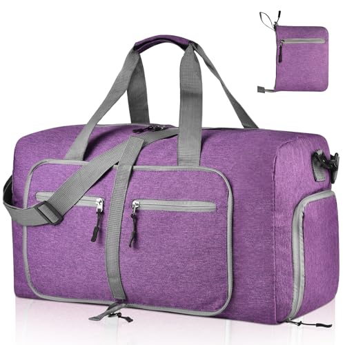 Dimayar 40L Foldable Duffle Bag, Travel & Weekender, Overnight, Gym - color: Purple, size: 40L