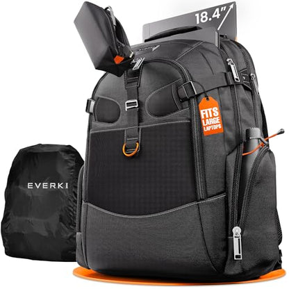 EVERKI Business 120 Laptop Backpack with Rain Cover, Black - 40L - style: Business 120