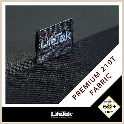 LifeTek Premium Travel Umbrella - Windproof & Compact for Men & Women, Automatic Open Close, Fits in Purse Laptop Bag or Backpack, Strong Frame for Heavy Rain & Sun UV Protection - color: 54 Inch Black FX1 Kingston