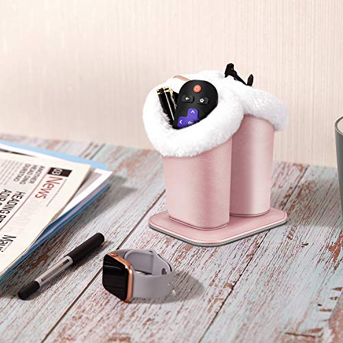 FINTIE Plush Lined Double Eyeglasses Holder with Magnetic Base for Desk - color: Rose Gold
