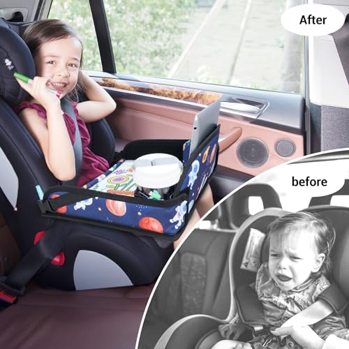 COOLBEBE Kids Travel Tray for Toddler Car Seat, Travel Tray for Airplane - color: Blue Space