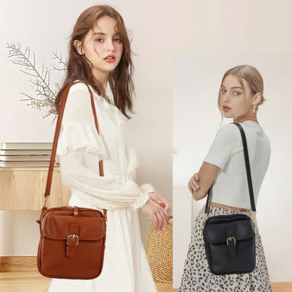 Leather Crossbody Bag for Women,Anti-Theft Messenger Bag with Large Capacity,Built-in Purse Card Slots Shoulder Sling Bag - color: Light Blue