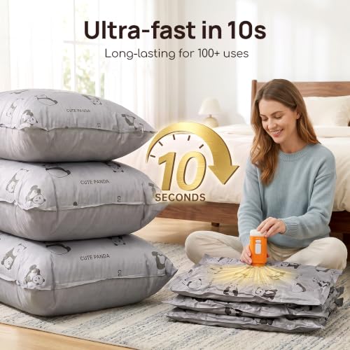 Vacuum Storage Bags with Cordless Pump for Travel & Clothing