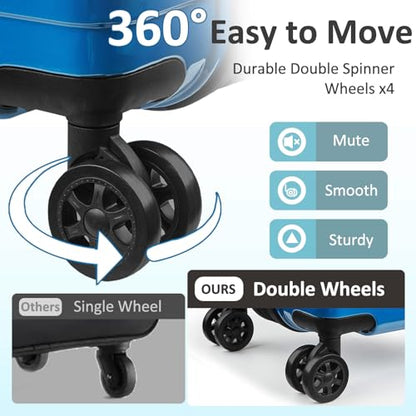 Luggage 2 Piece (20in/24in) Expandable Luggage with Spinner Wheels - color: Ocean, size: 2 Set (20/24In)