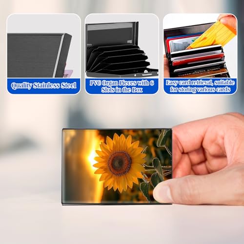 Metal RFID Accordion Card Holder,Sunset Sunflower - color: Sunset Sunflower