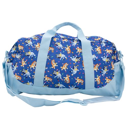 Bluey Duffle Bag, 16” Travel Sleepover Bag for Girls & Boys, Kids Weekender Bag, Blue - color: Bluey
