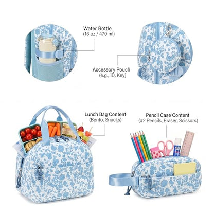 PiPiCat Backpack for Girls 4 in 1 Back to School Bookbag - color: K2 Soft Blue