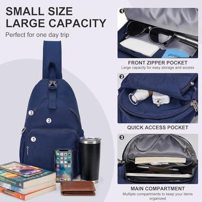 AOTIAN Crossbody Sling Backpack Sling Bag Travel Hiking Chest Bag Daypack - color: Blue