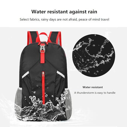 levayhill 25L Foldable Hiking Backpack,Small Packable Daypack, Black - color: Black