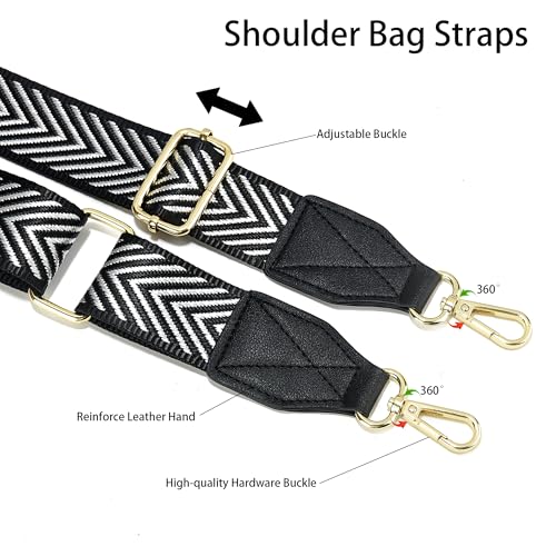 LEMEDE Purse Strap Replacement Crossbody 1.5" Wide Shoulder Strap Adjustable Straps Handbag Strap Replacement Belts - color: Black-38g-pattern-004