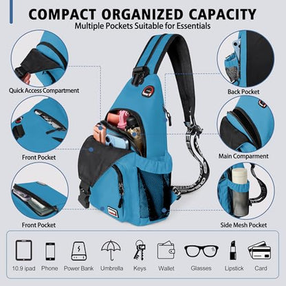 Geestock Convertible Sling Bag Crossbody Backpack for Women Men, Blue - color: Blue, size: Large