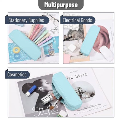 Mr. Pen- Silicone Pencil Case, Aesthetic Pencil Bag for Women, Makeup Pouch - color: Light Blue