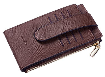 Chelmon Women's RFID Slim Card Holder Wallet - color: Deep Brown