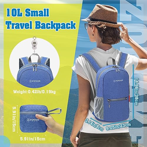 ZOMAKE Lightweight Packable Backpack, 10L Small Foldable Daypack for Hiking - color: Dark Blue A5, size: 10L